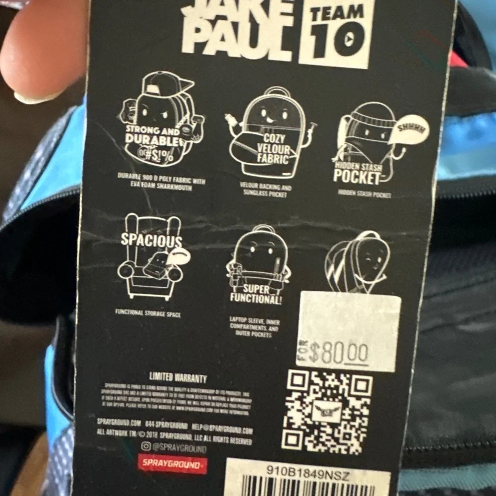 Limited edition Jake Paul Spray ground Blue Backpack with Italian flag - Picture 3 of 7